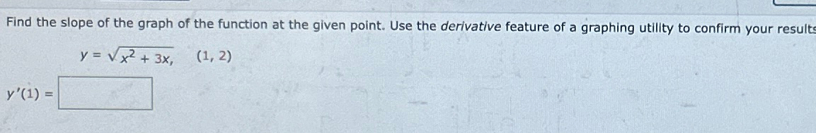 Solved Find the slope of the graph of the function at the | Chegg.com