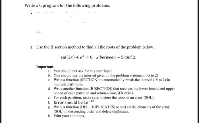 Solved Write a C program for the following problems: 2. Use | Chegg.com