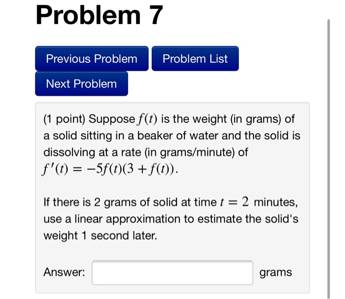 Solved Problem 5 Previous Problem Problem List Next Problem | Chegg.com
