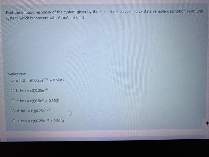 Solved Find the impulse response of the system given by the | Chegg.com