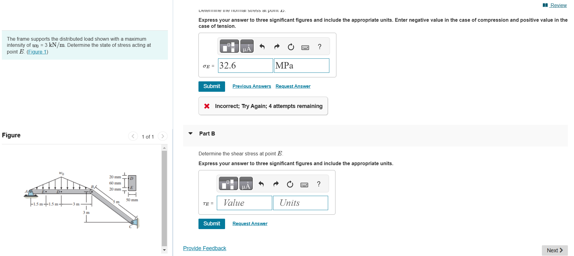 Solved by an EXPERT The frame supports the distributed load shown with ...