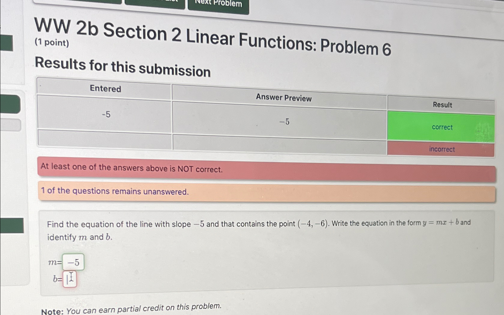 Solved WW 2b Section 2 ﻿Linear Functions: Problem 6(1 | Chegg.com