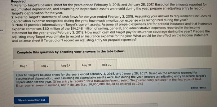 Required: 1. Refer to Target's balance sheet for the | Chegg.com