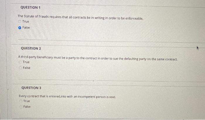 the statute of frauds requires that statutes must be in writing