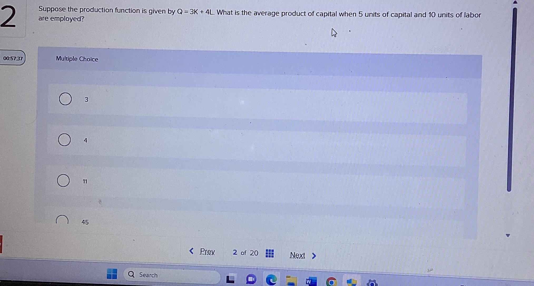 Solved Suppose the production function is given by Q=3K+4L. | Chegg.com