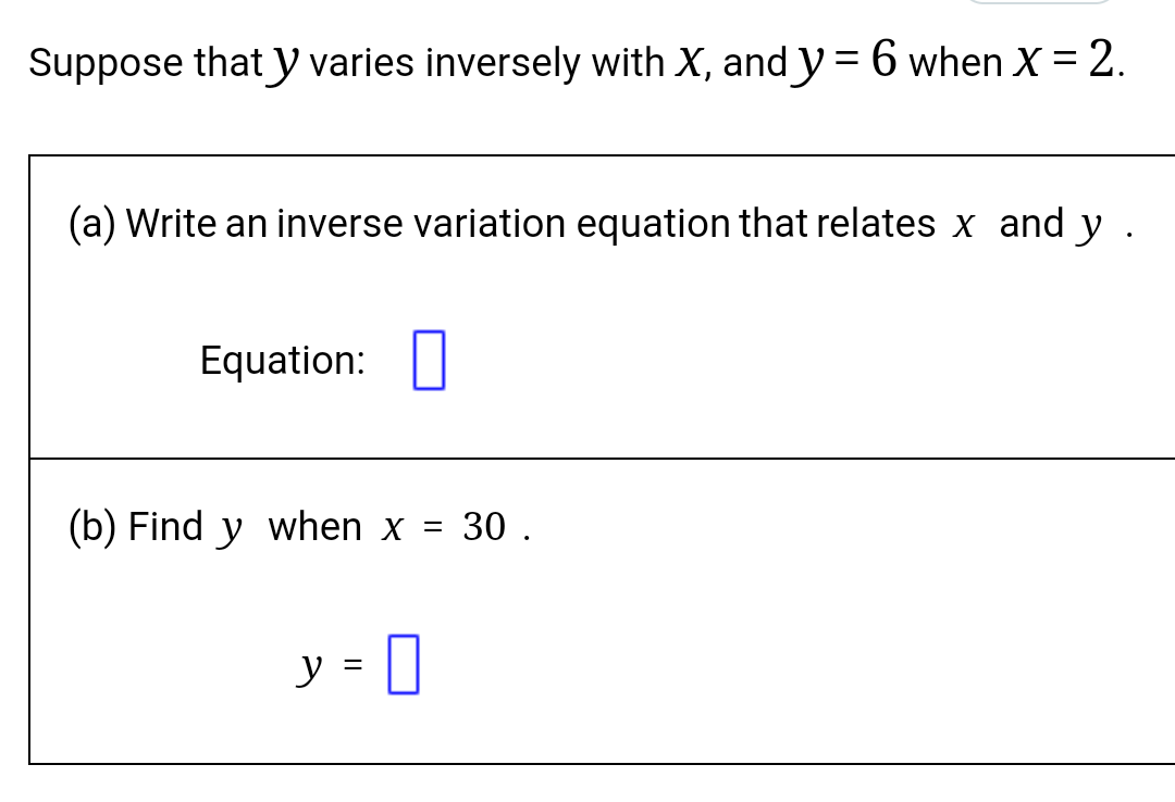 Solved Suppose That Y Varies Inversely With X And Y 6