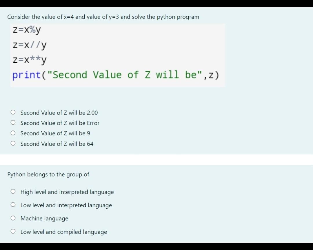 Solved Consider the value of x=4 and value of y=3 and solve | Chegg.com