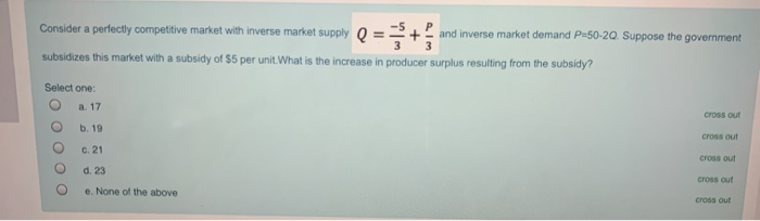 Solved Consider a perfectly competitive market with inverse | Chegg.com