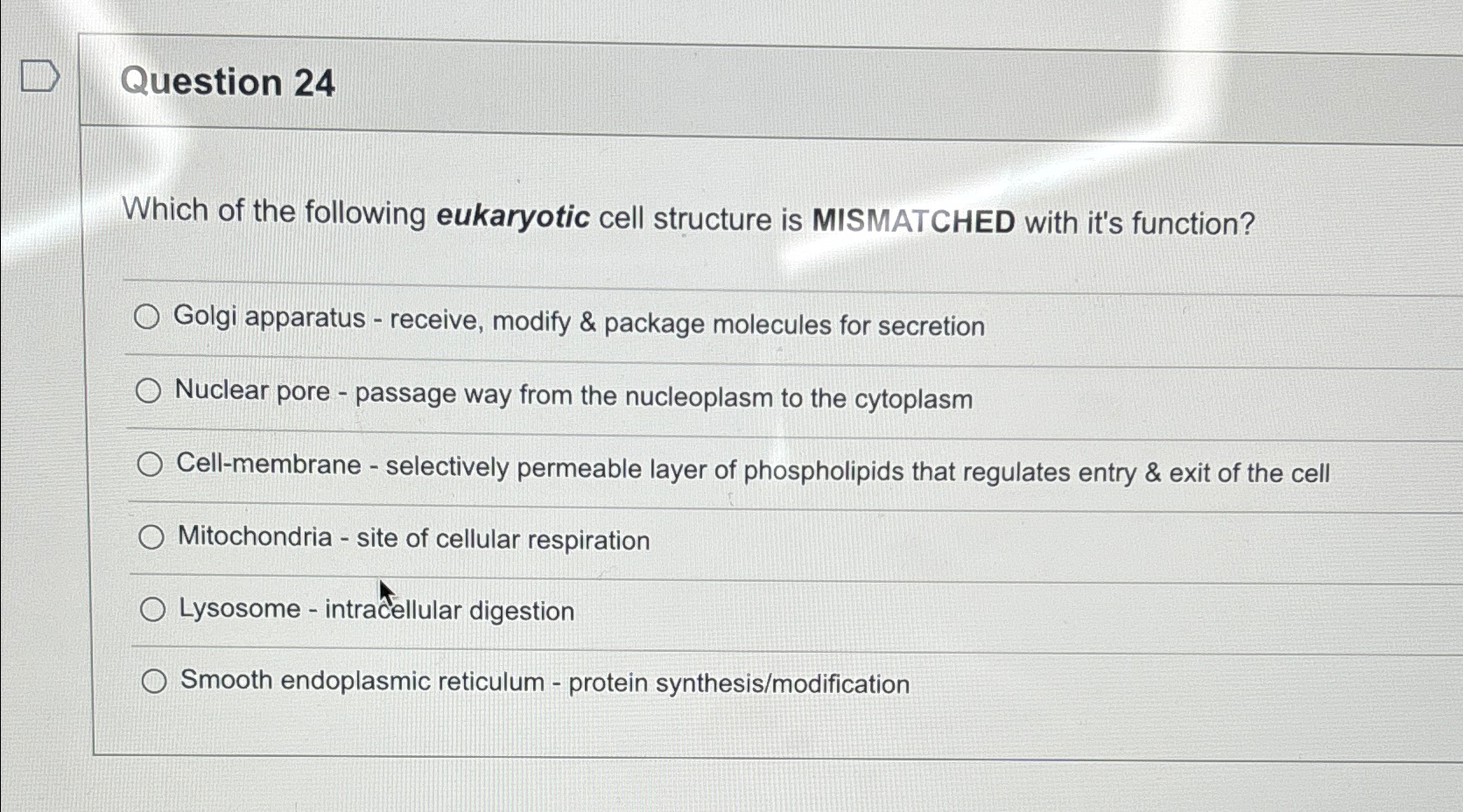 Solved Question 24Which of the following eukaryotic cell | Chegg.com