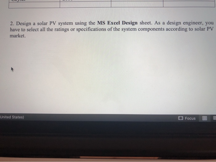 Solved 2. Design a solar PV system using the MS Excel Design | Chegg.com