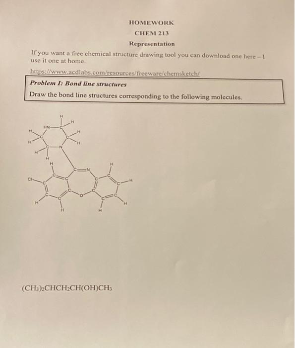 Solved Homework Chem 213 Representation If You Want A Free Chegg Com