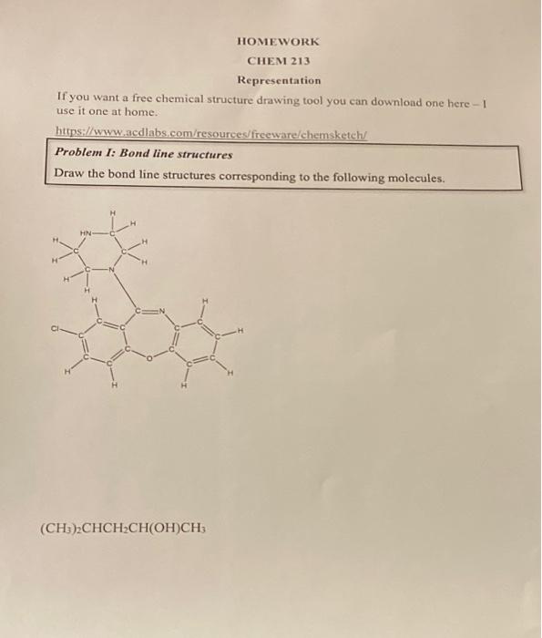Solved Homework Chem 213 Representation If You Want A Free Chegg Com