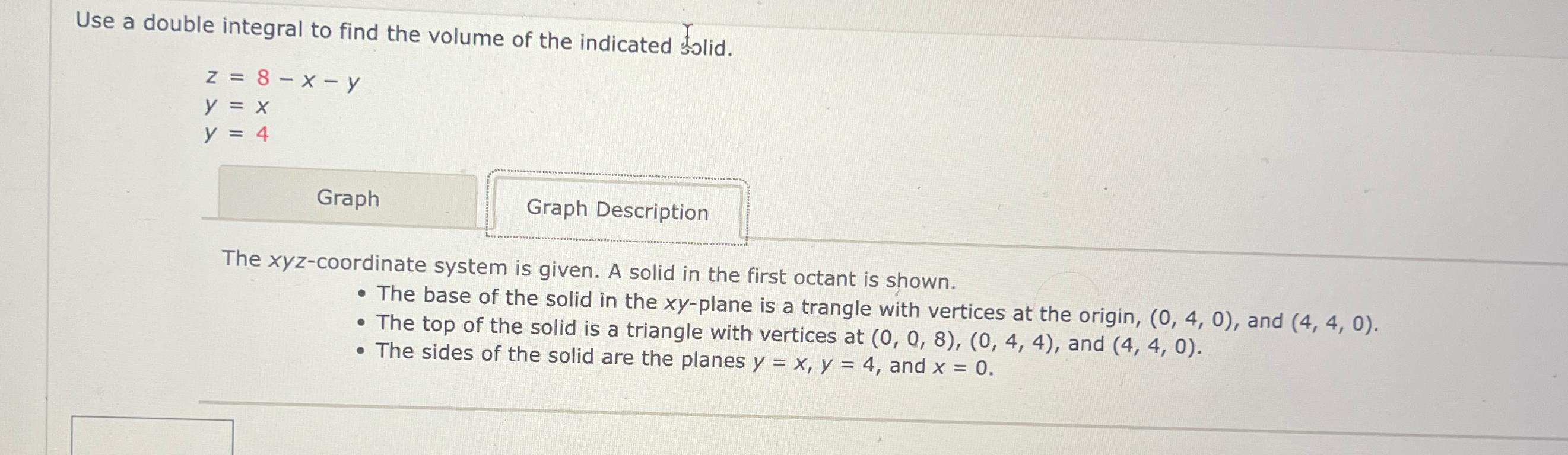Solved use a double integral to find the volume of the chegg