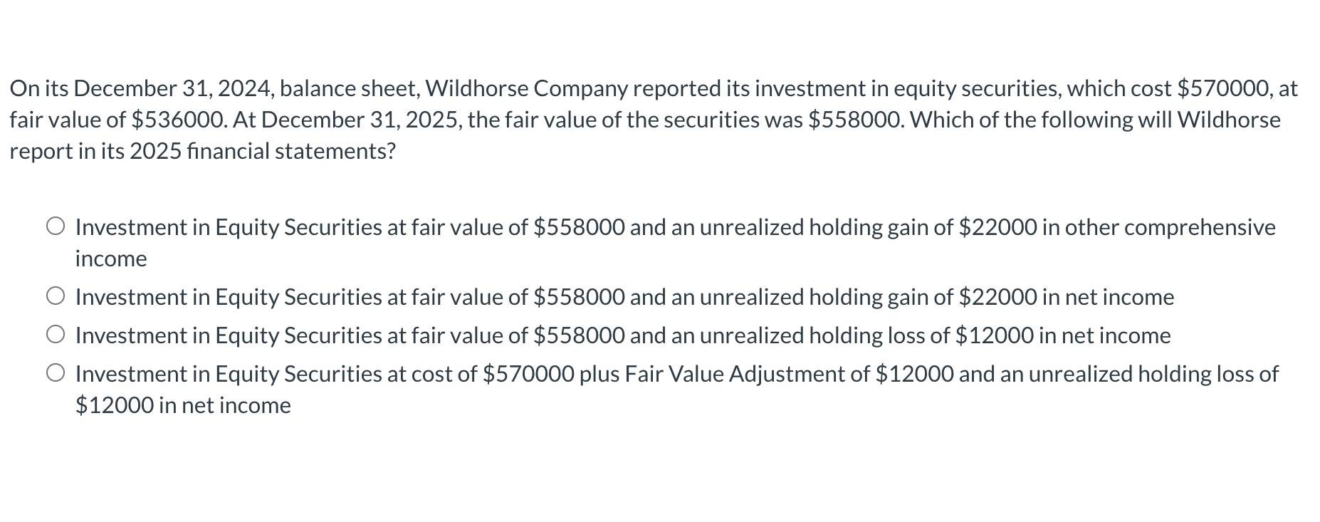 Solved On Its December 31 2024 Balance Sheet Wildhorse Chegg Com   Image