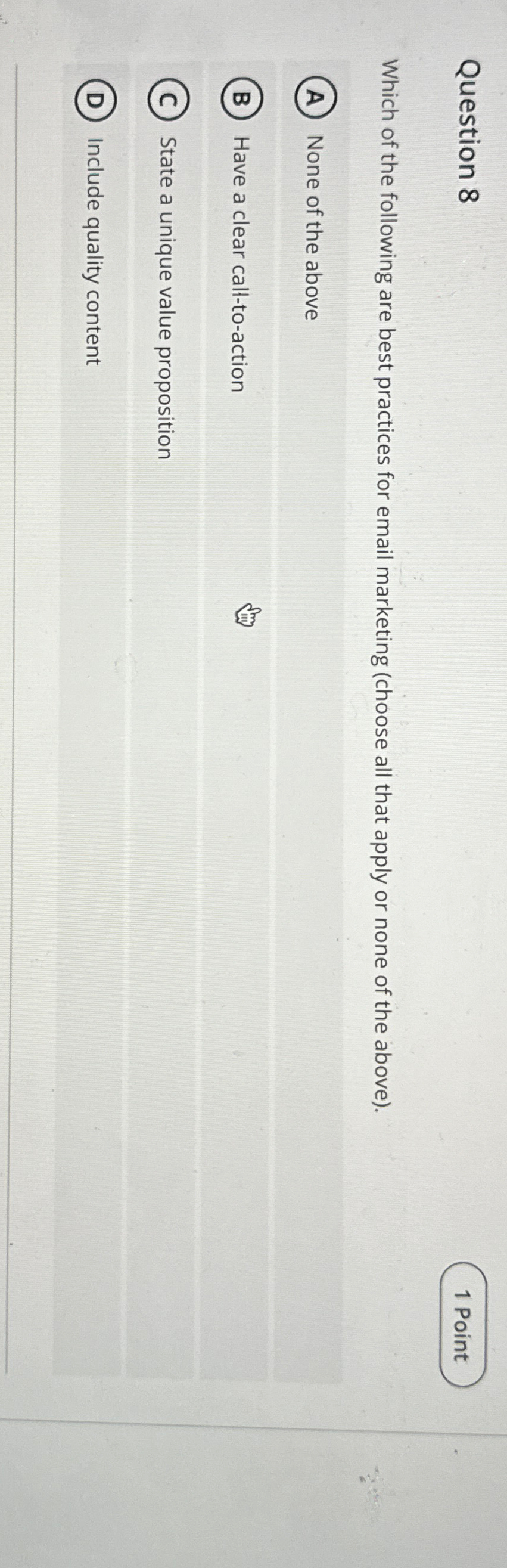 Solved Question 81 ﻿PointWhich of the following are best | Chegg.com