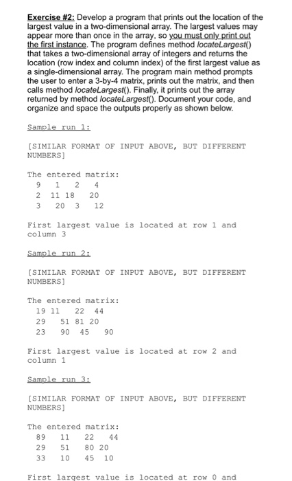 Solved Exercise #2: Develop a program that prints out the | Chegg.com