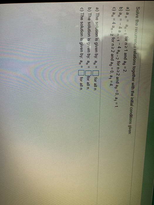 Solved Solve the recurrence relations together with the | Chegg.com