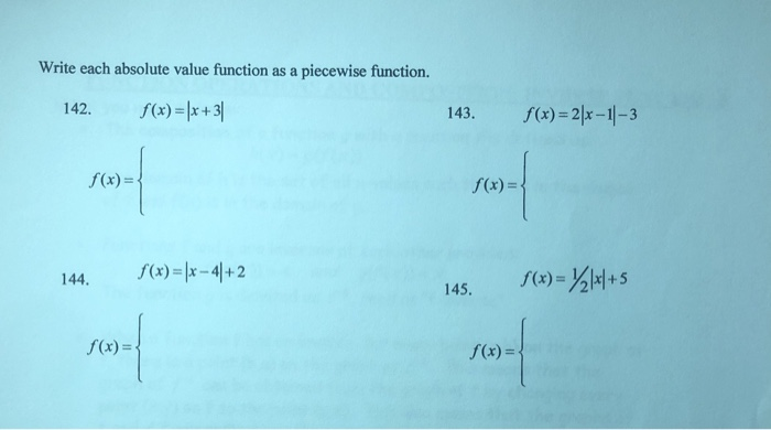 Solved Write each absolute value function as a piecewise | Chegg.com