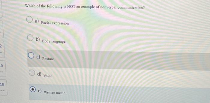 Solved Which of the following is NOT an example of nonverbal | Chegg.com