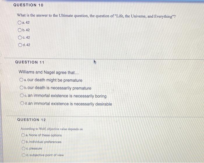 Solved QUESTION 10 What is the answer to the Ultimate | Chegg.com