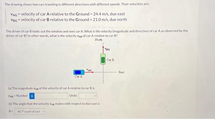 Solved The Drawing Shows Two Cars Traveling In Different | Chegg.com