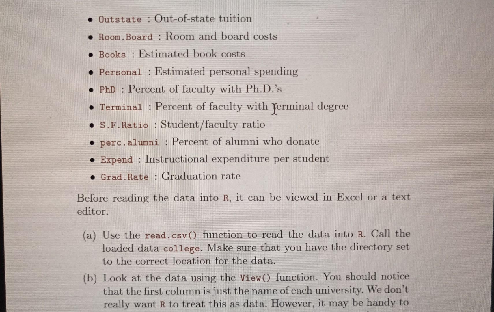 Solved 8. This exercise relates to the College data set, | Chegg.com