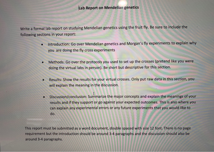 Solved Lab Report On Mendelian Genetics Write A Formal Lab | Chegg.com