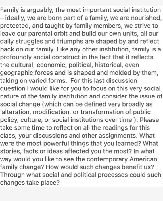 solved-family-is-arguably-the-most-important-social-chegg