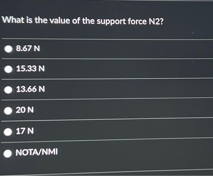 Solved What is the value of the support force N1? 8.67N | Chegg.com
