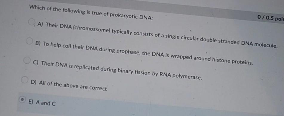 Solved Which of the following is true of prokaryotic DNA: A) | Chegg.com