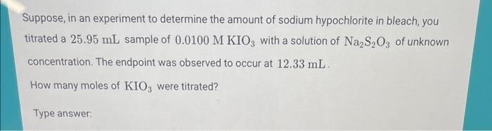 sodium hypochlorite experiment