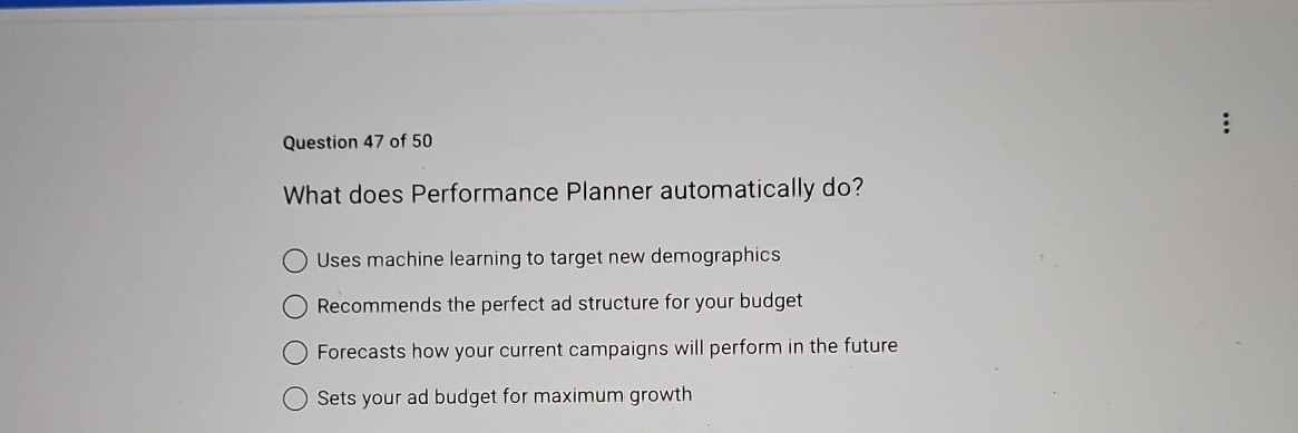 Solved Question 47 ﻿of 50What does Performance Planner | Chegg.com