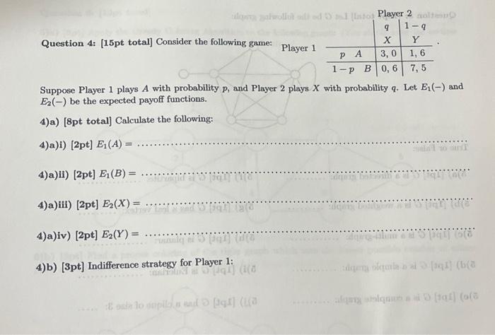 Solved Suppose Player 1 plays A with probability p, and | Chegg.com
