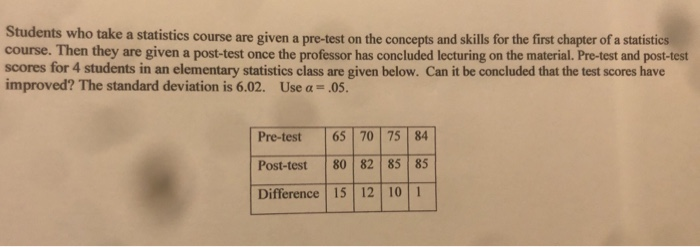 Solved Students who take a statistics course are given a | Chegg.com