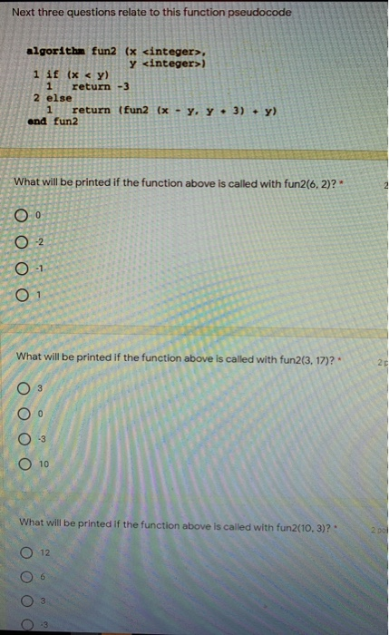 Solved Next three questions relate to this function | Chegg.com