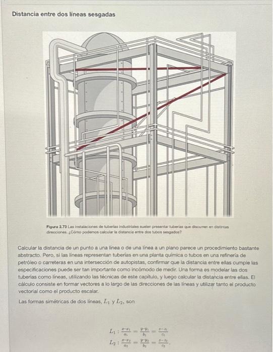 Distancia entre dos lineas sesgadas Figura 273 Las instalaciones de tuberias industribiet autien presentar seeras que discure