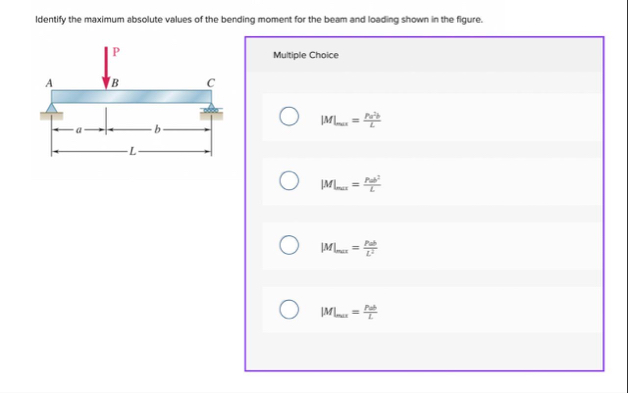 Solved Identify the maximum absolute values of the bending | Chegg.com