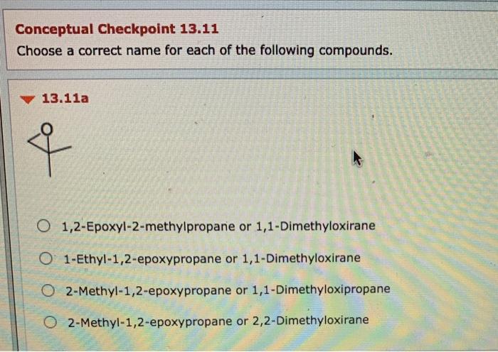Solved Conceptual Checkpoint 13 11 Choose A Correct Name For Chegg