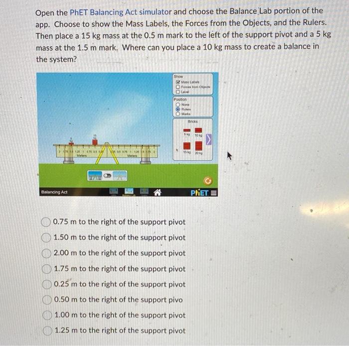 Solved Open the PhET Balancing Act simulator and choose the
