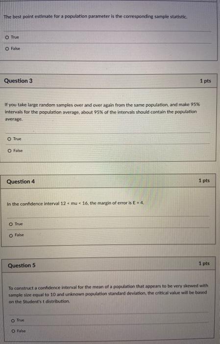 Solved The best point estimate for a population parameter is | Chegg.com