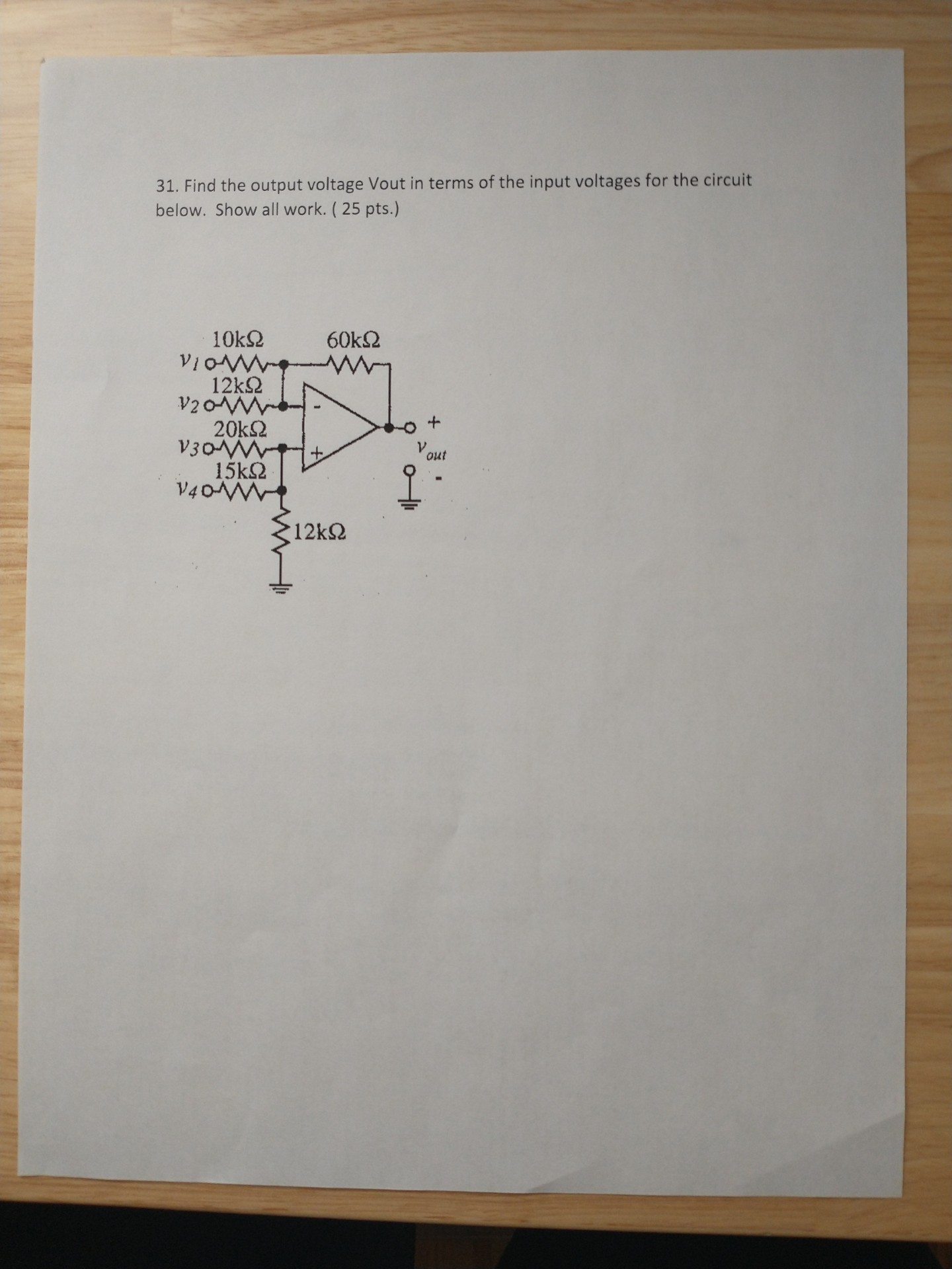 Solved Find the output voltage Vout in terms of the input | Chegg.com