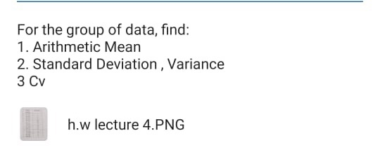 Solved For the group of data, find: 1. Arithmetic Mean 2. | Chegg.com