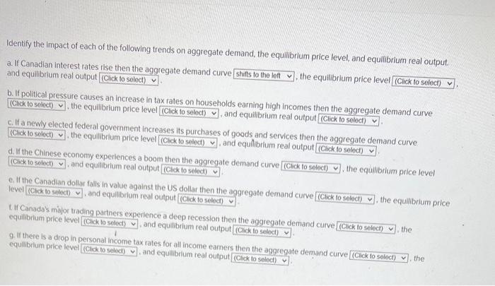 Solved Identify the impact of each of the following trends | Chegg.com