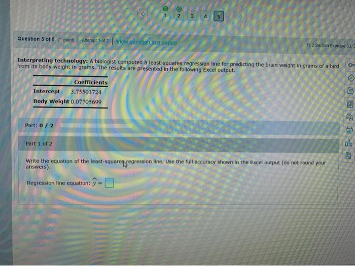Solved 2 3 4 Question 5 of 5 (point) Attempt of 2 | Chegg.com