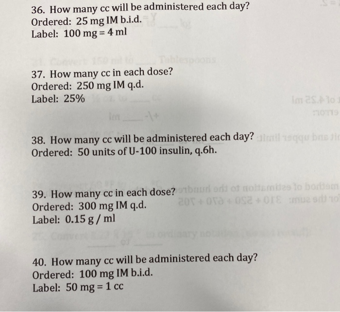 36 How Many Cc Will Be Administered Each Day Chegg Com