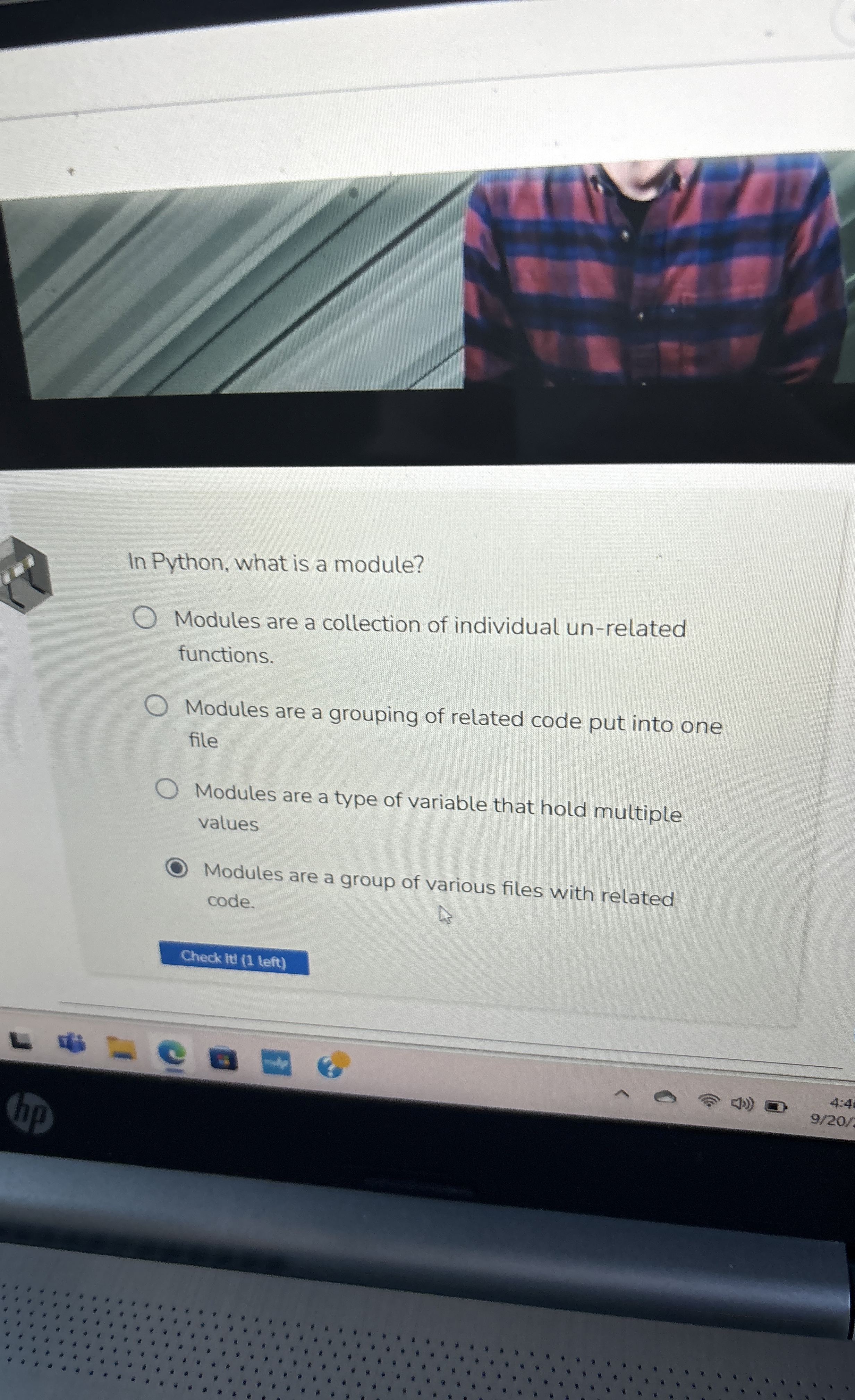 Solved In Python, what is a module?Modules are a collection | Chegg.com
