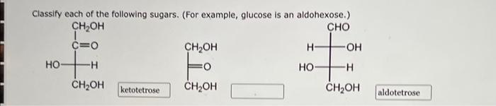 Solved Classifv each of the following suaars. (For examole. | Chegg.com