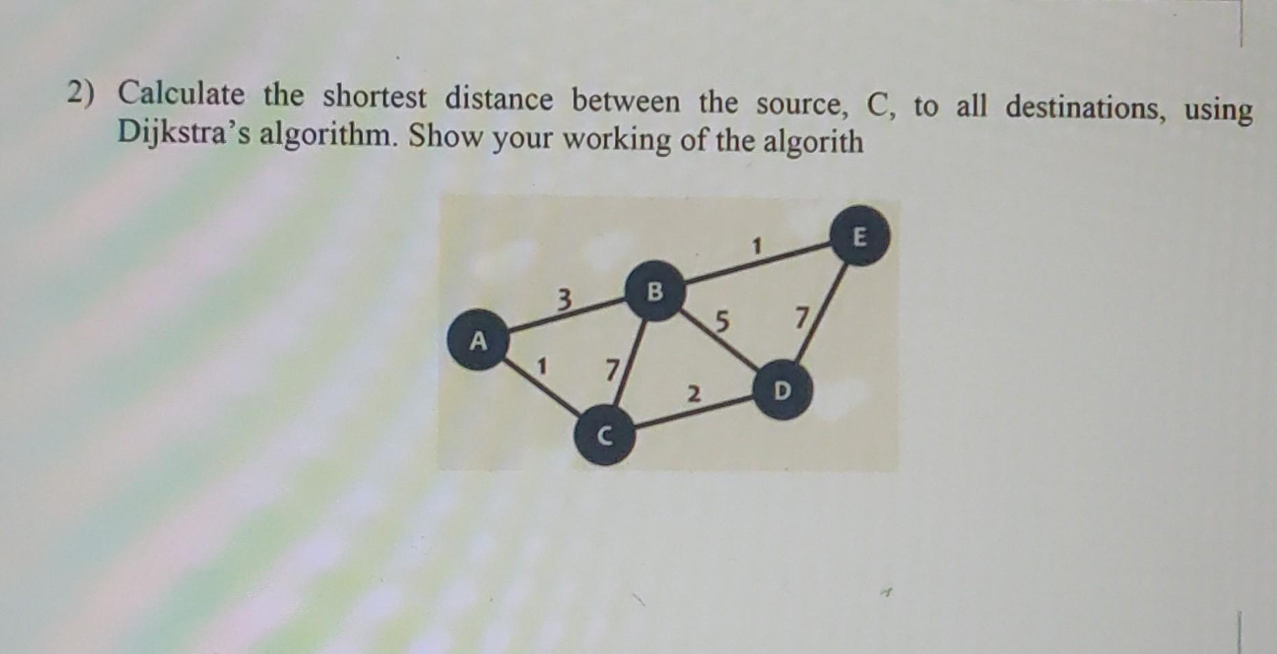 Solved 2) Calculate the shortest distance between the | Chegg.com