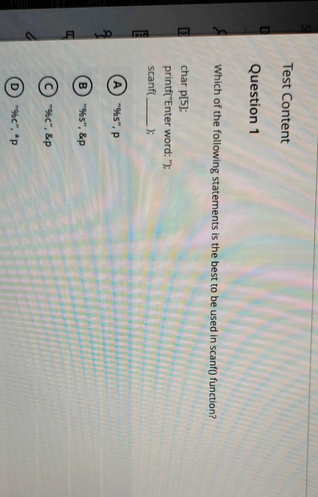 Solved Test Content Question 1 Which of the following | Chegg.com
