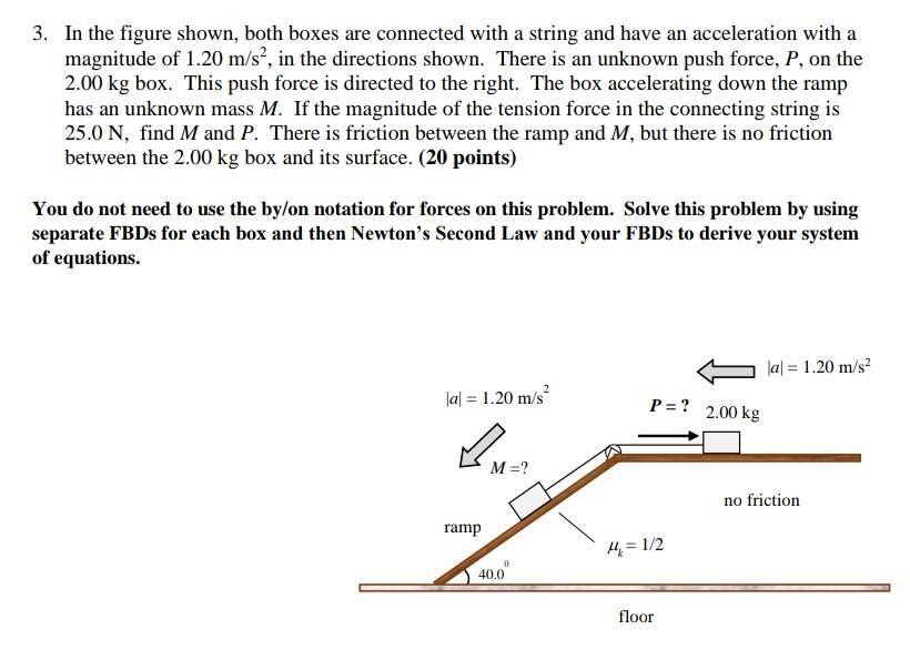 Solved 3. In the figure shown, both boxes are connected with | Chegg.com